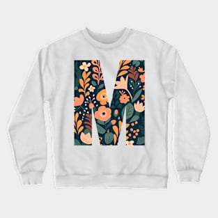 Whimsical Floral Letter M Crewneck Sweatshirt